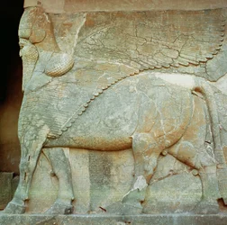 Bassorilievo di un toro antropomorfo